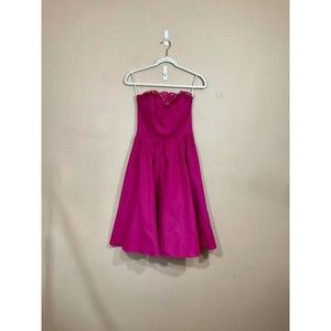 VTG Moonglow Womens Strapless Midi Dress S Pink Barbie Party Cocktail Homecoming